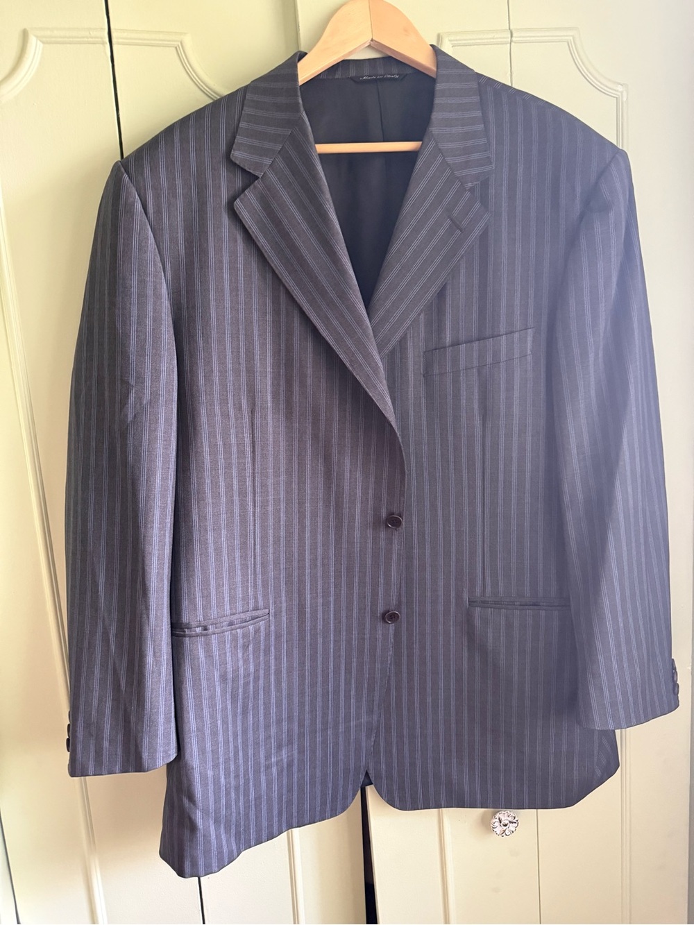 Canali Navy Pinstripe Two-Button Suit Jacket
